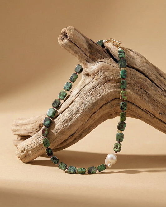 Turquoise Sunrise Necklace – Handmade Boho Turquoise Stone Necklace