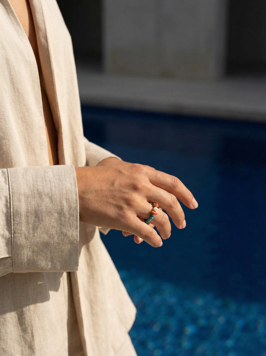Coral Turquoise Ring