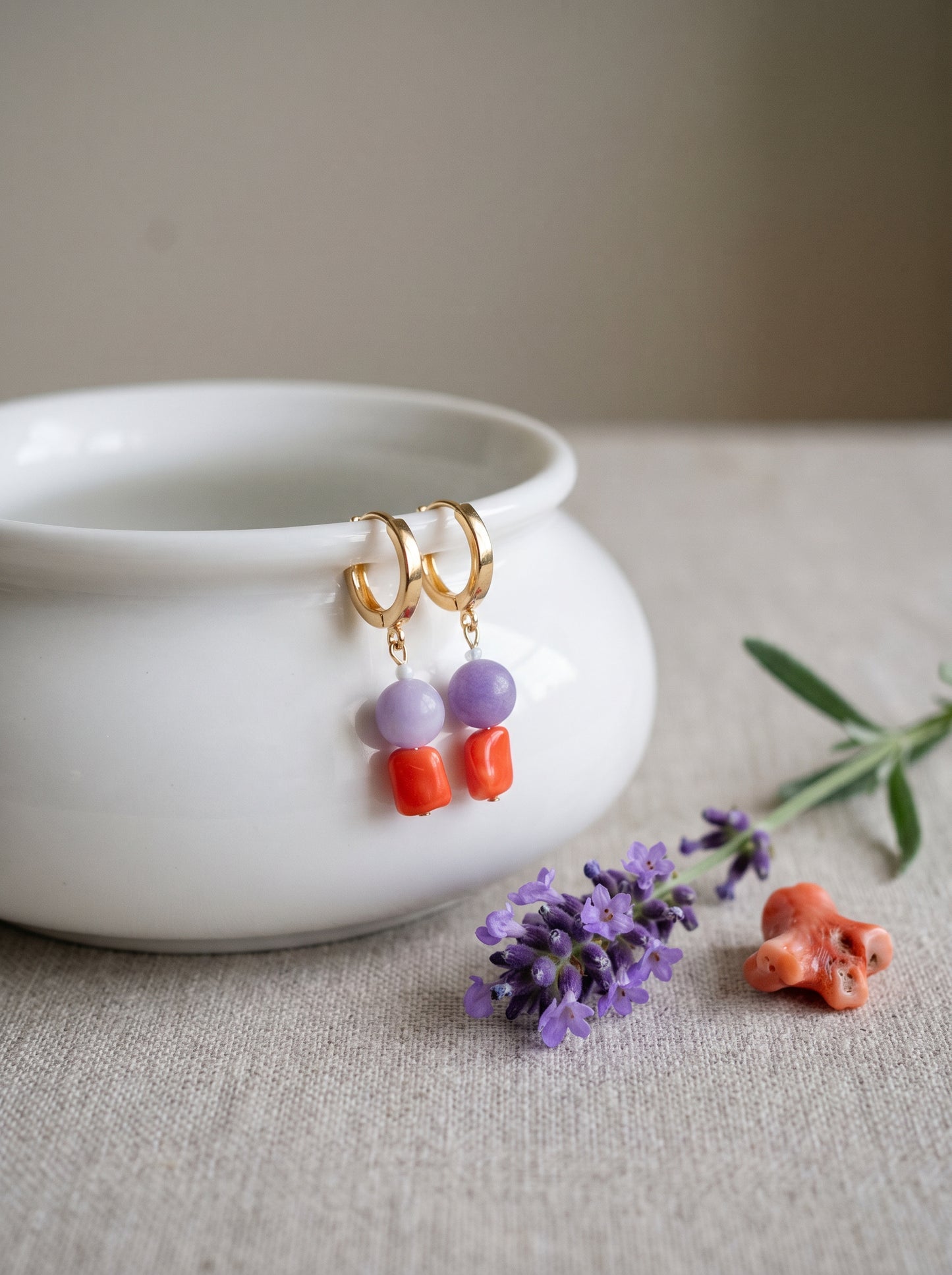 Coral Candy Hoops Earrings