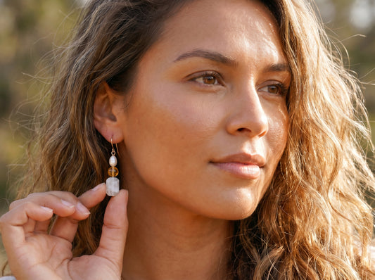 Citrine Pearl Drop Earrings