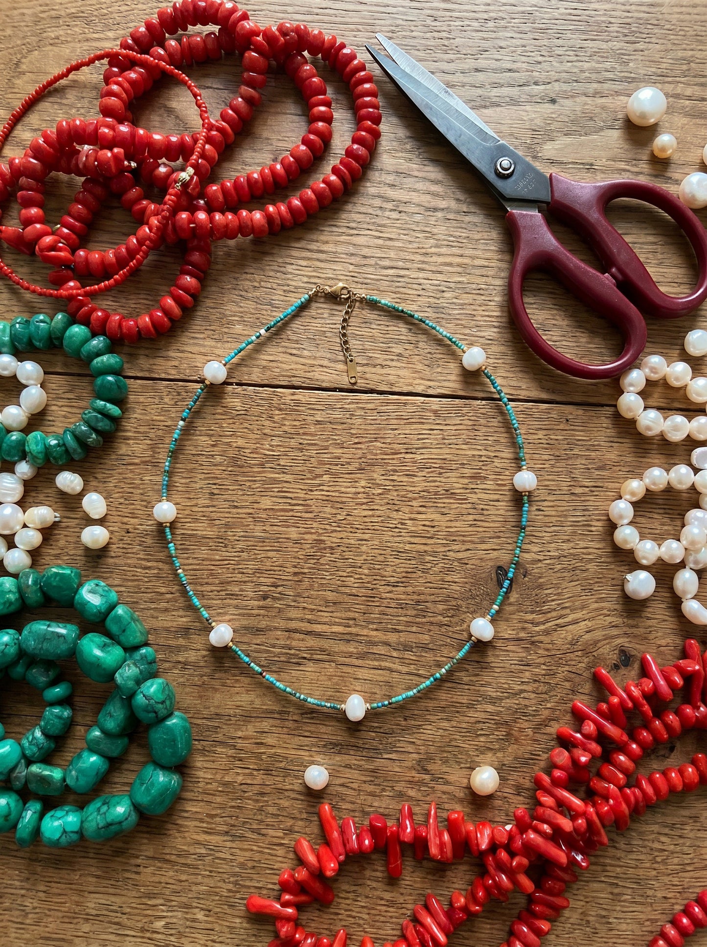 Turquoise Pearl Choker Necklace