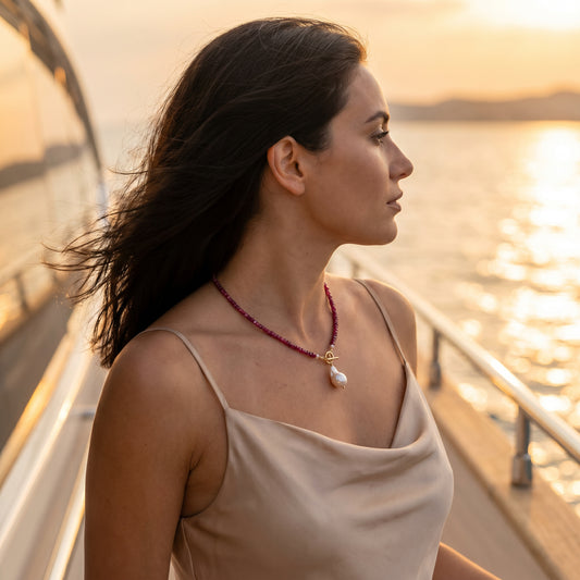 Ruby & Baroque Pearl Necklace
