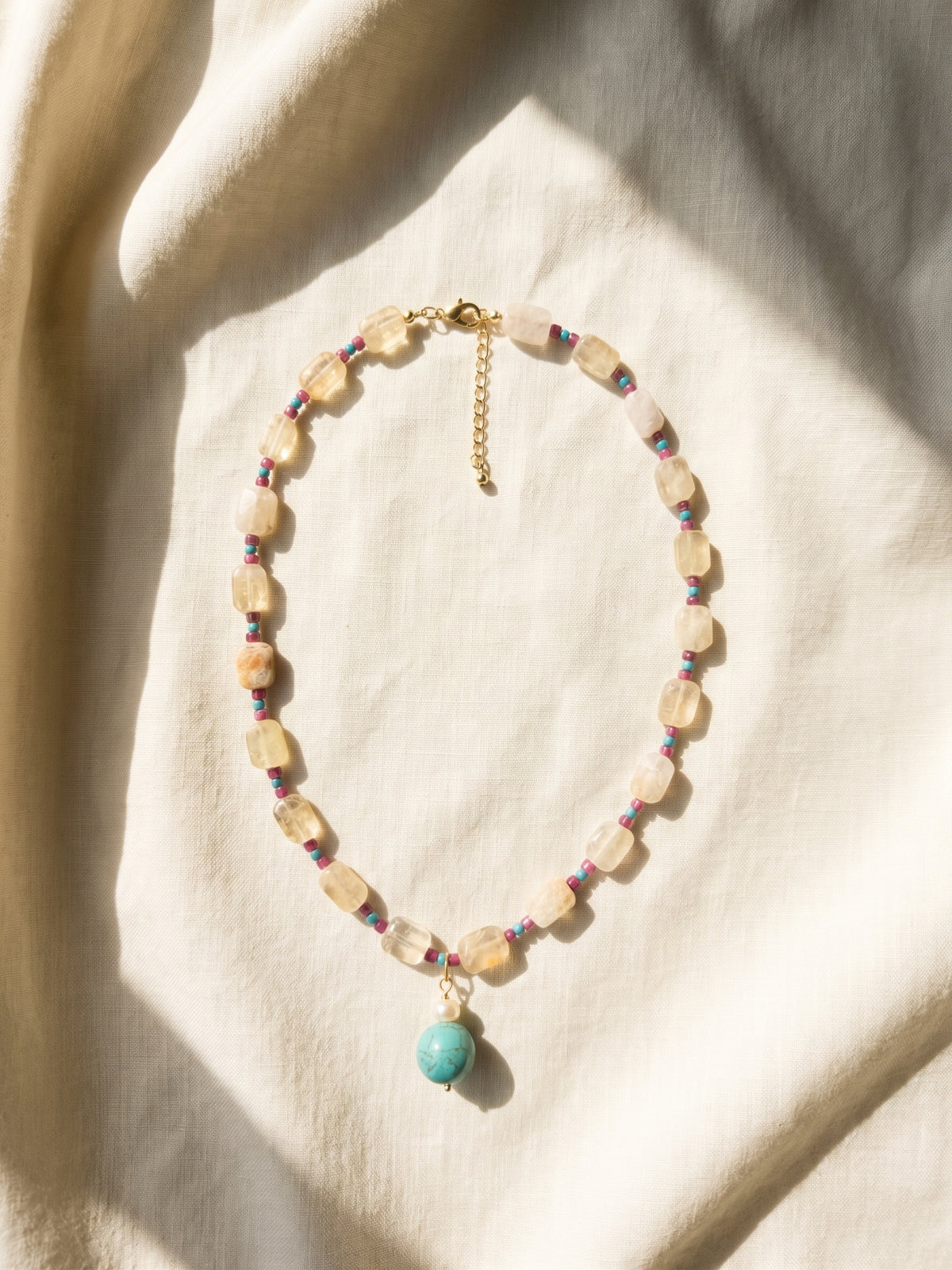 The Collector Citrine, Ruby & Turquoise Necklace
