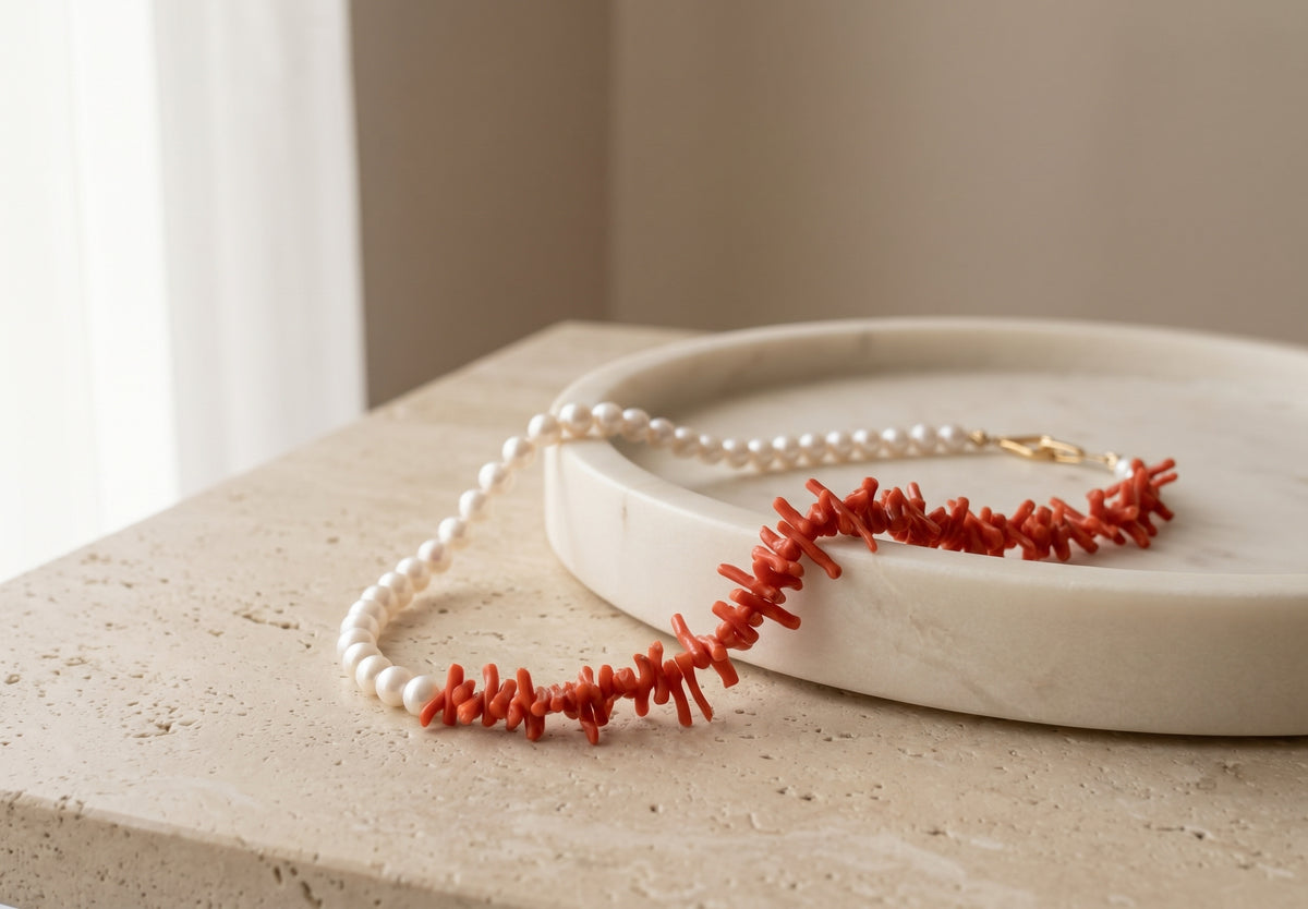 La Riviera Coral & Pearl Necklace