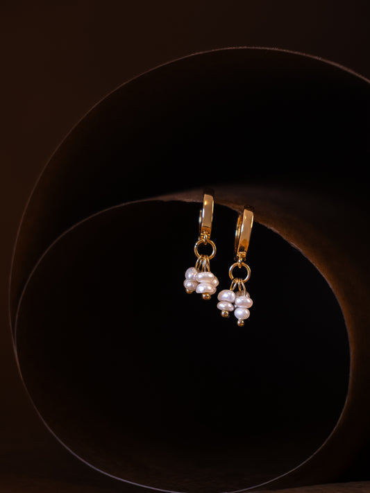 Pearl Blossom Hoop Earrings