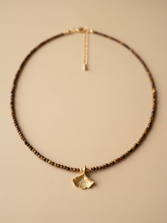 The Gilded Soul Tiger’s Eye & Ginkgo Necklace