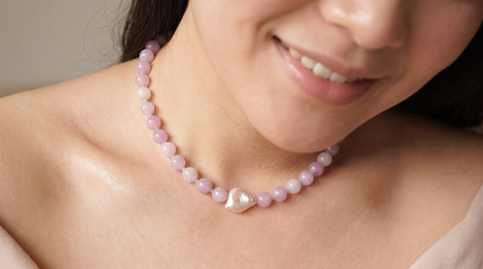 The Romantic Lilac Jade, Amazonite & Baroque Pearl Necklace