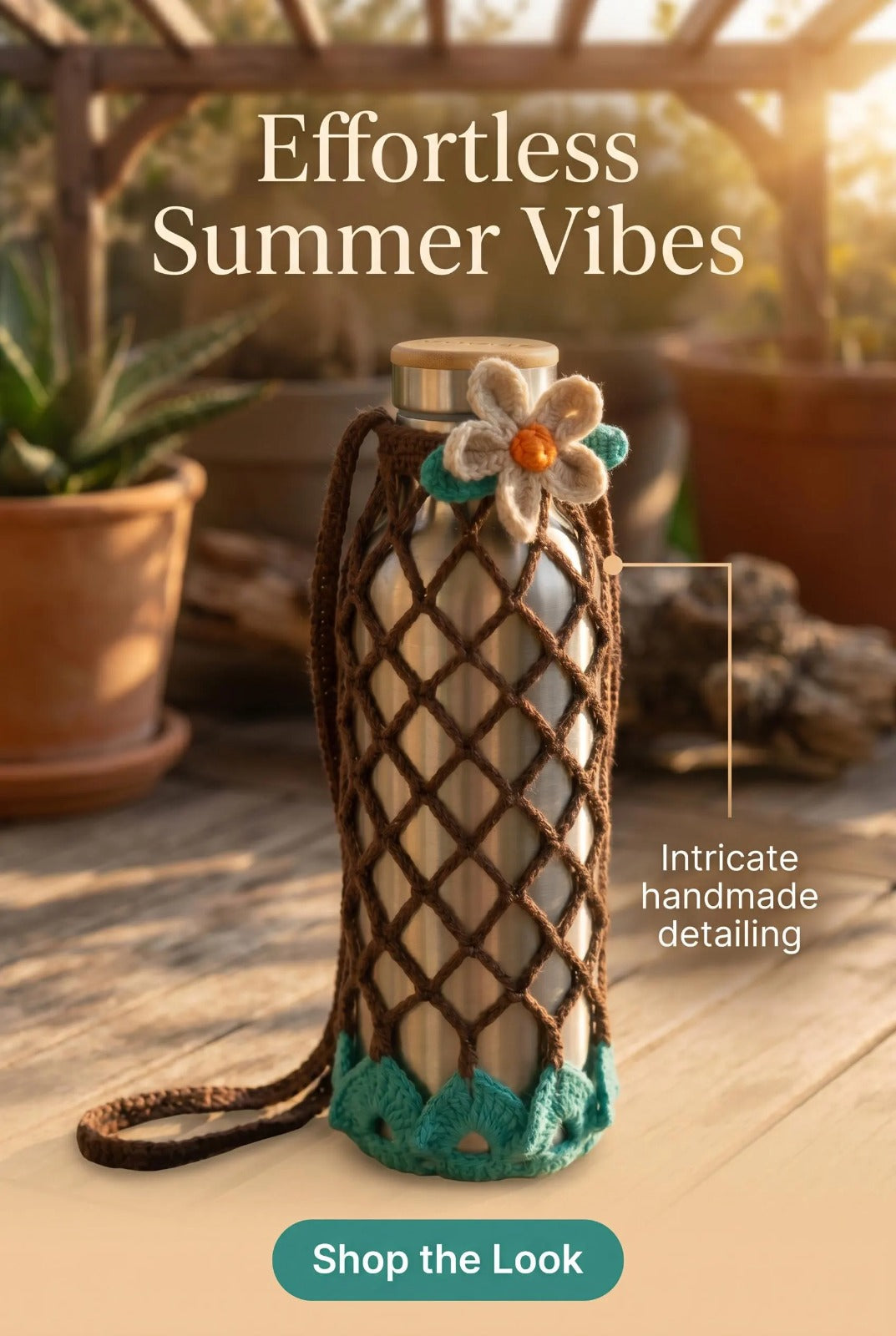 Wildflower Crochet Water Bottle Holder