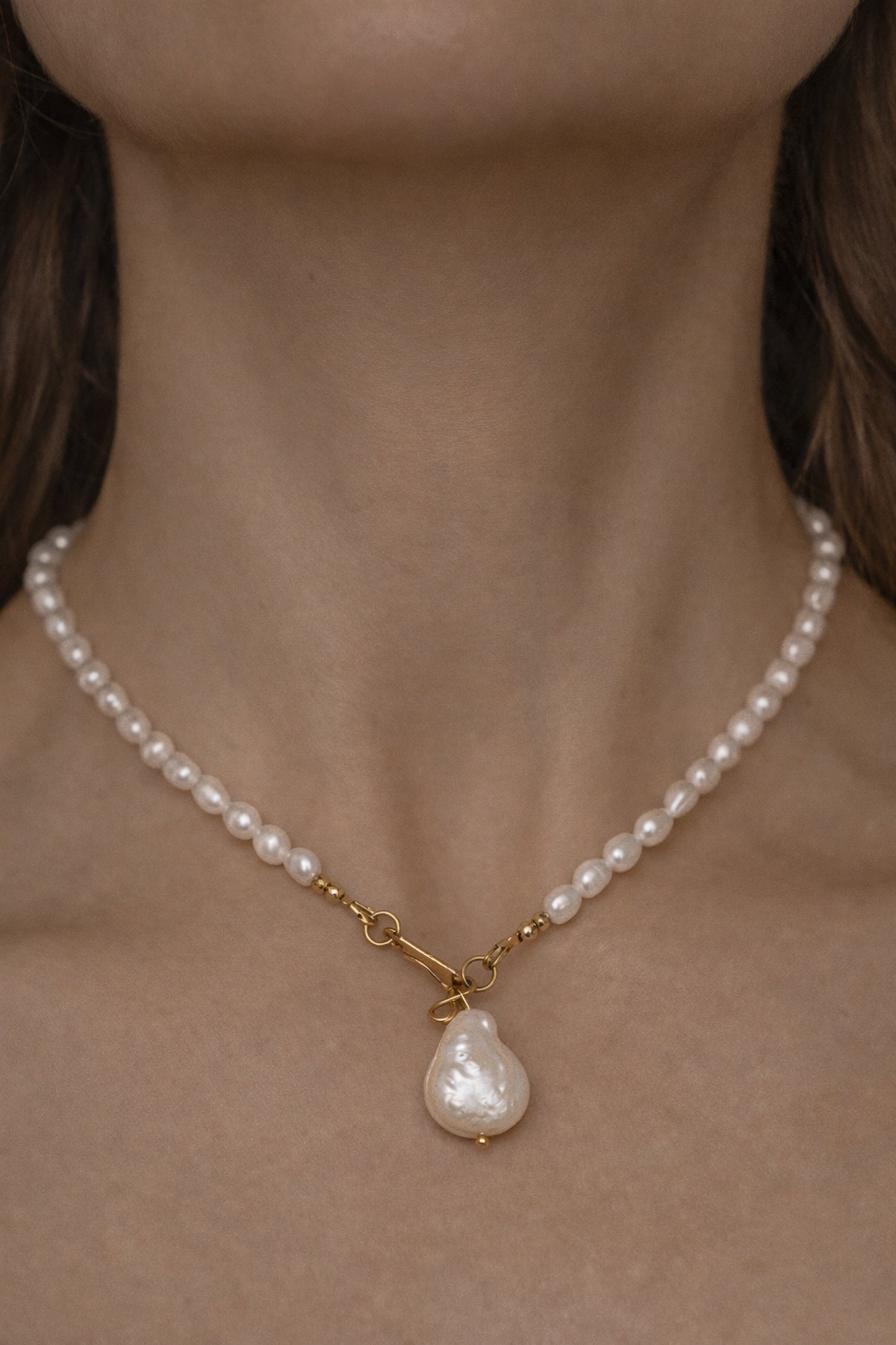 Gold Filled Baroque Pearl Choker Necklace