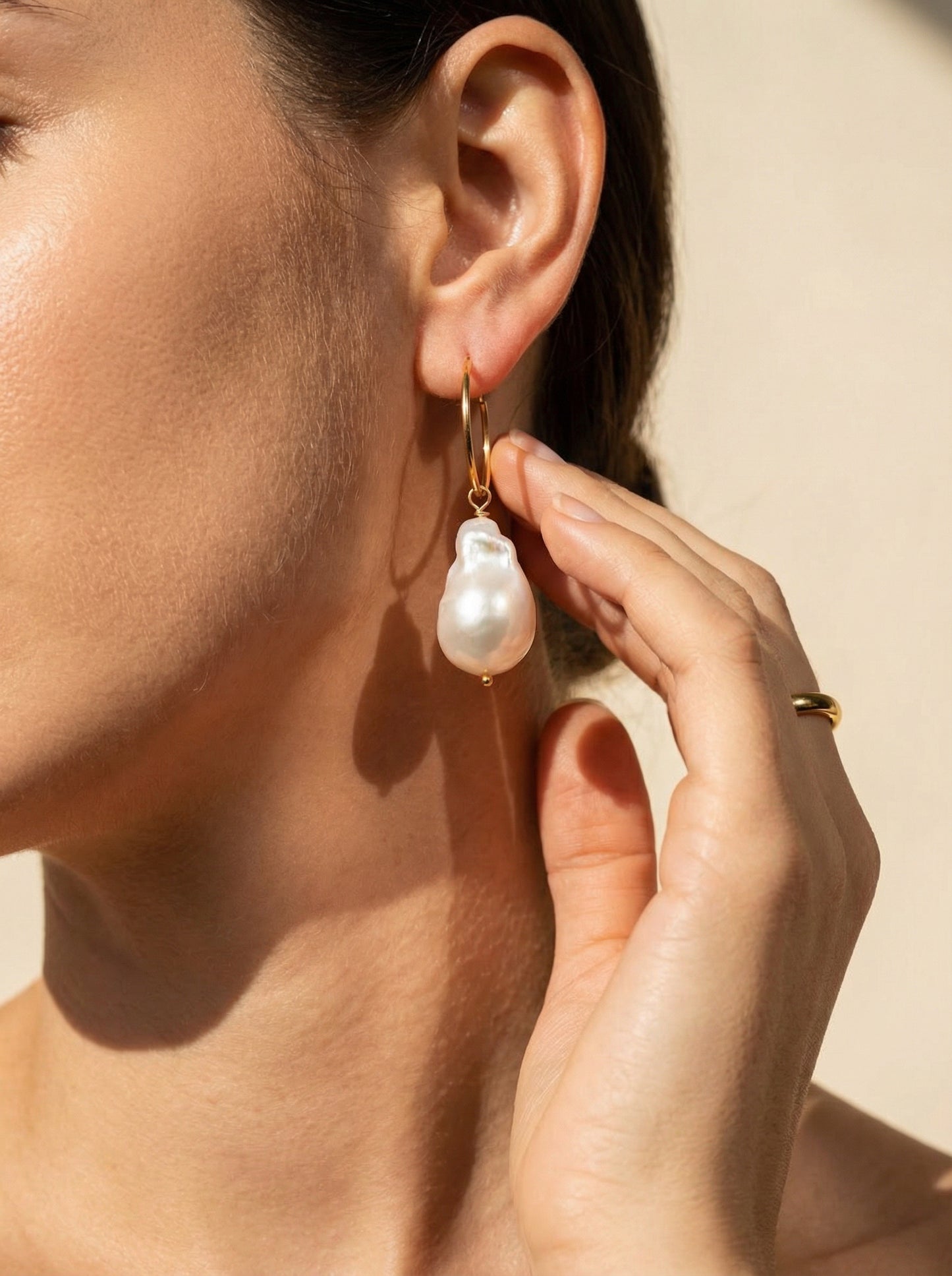 Baroque Moon Pearl Drop Earrings