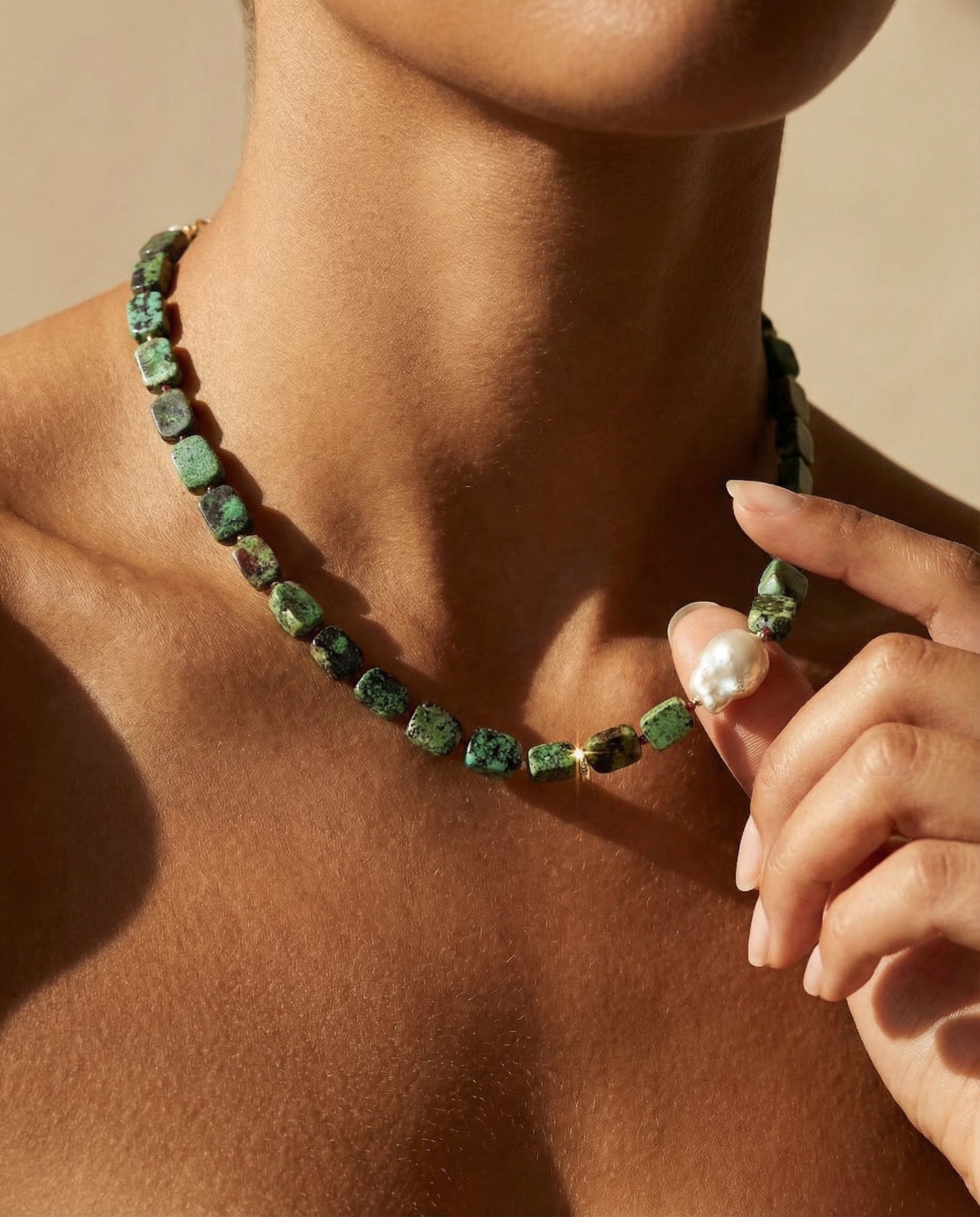 Turquoise Sunrise Necklace – Handmade Boho Turquoise Stone Necklace