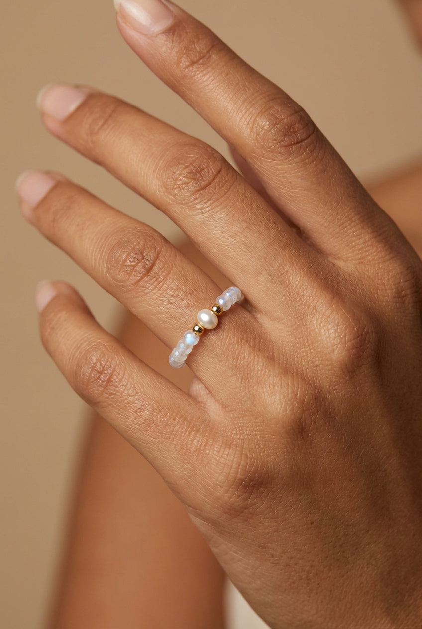 Labradorite Pearl Ring