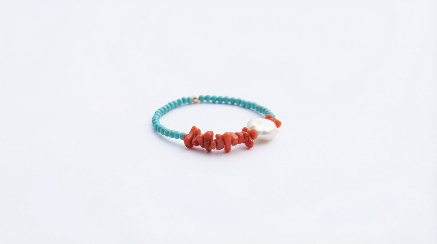 Coral Turquoise Pearl Bracelet