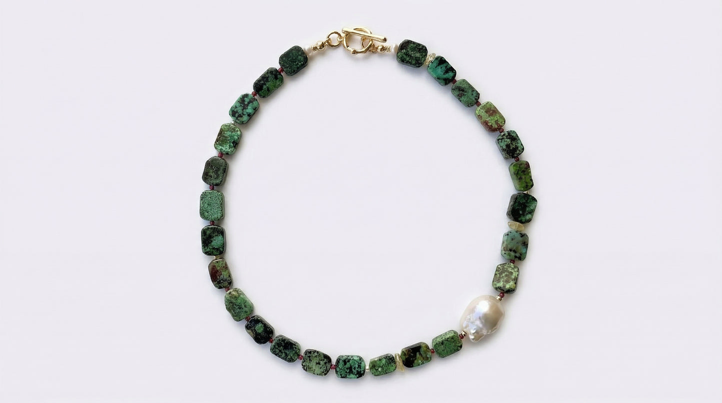 Turquoise Sunrise Necklace – Handmade Boho Turquoise Stone Necklace