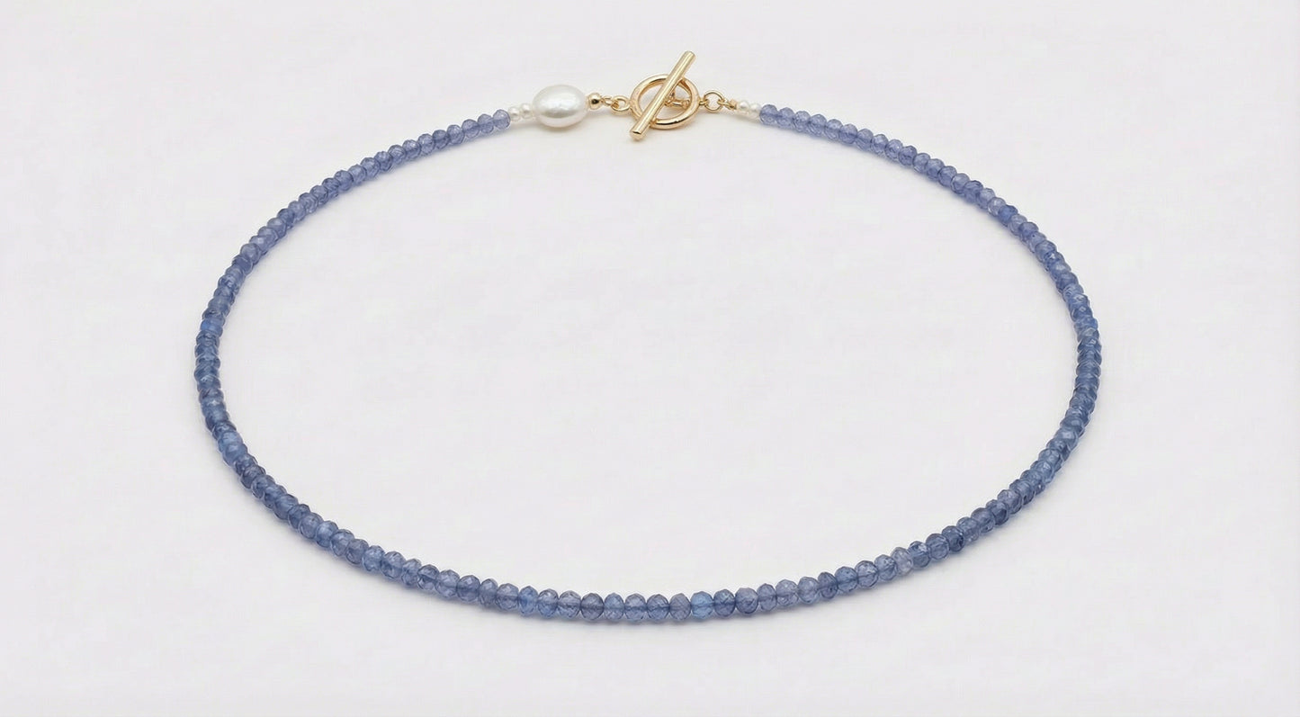 Tanzanite coin pearl necklace
