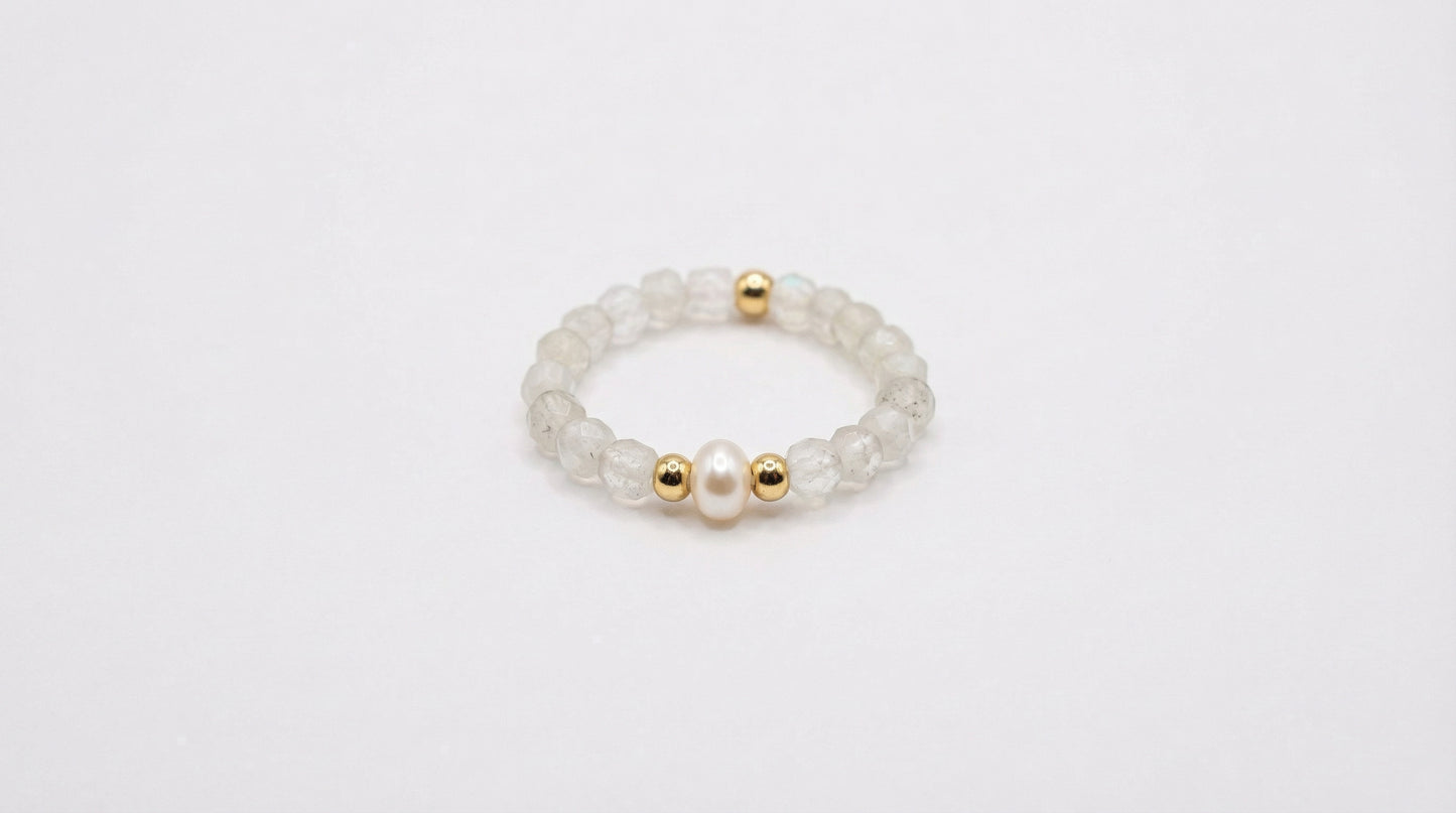 Labradorite Pearl Ring