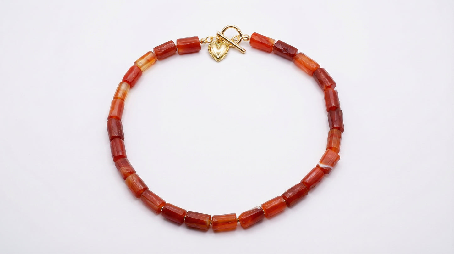 Crimson Agate Cube Necklace