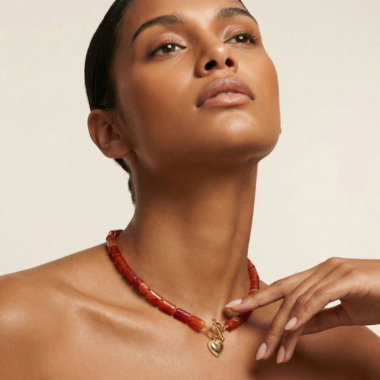 Crimson Agate Cube Necklace