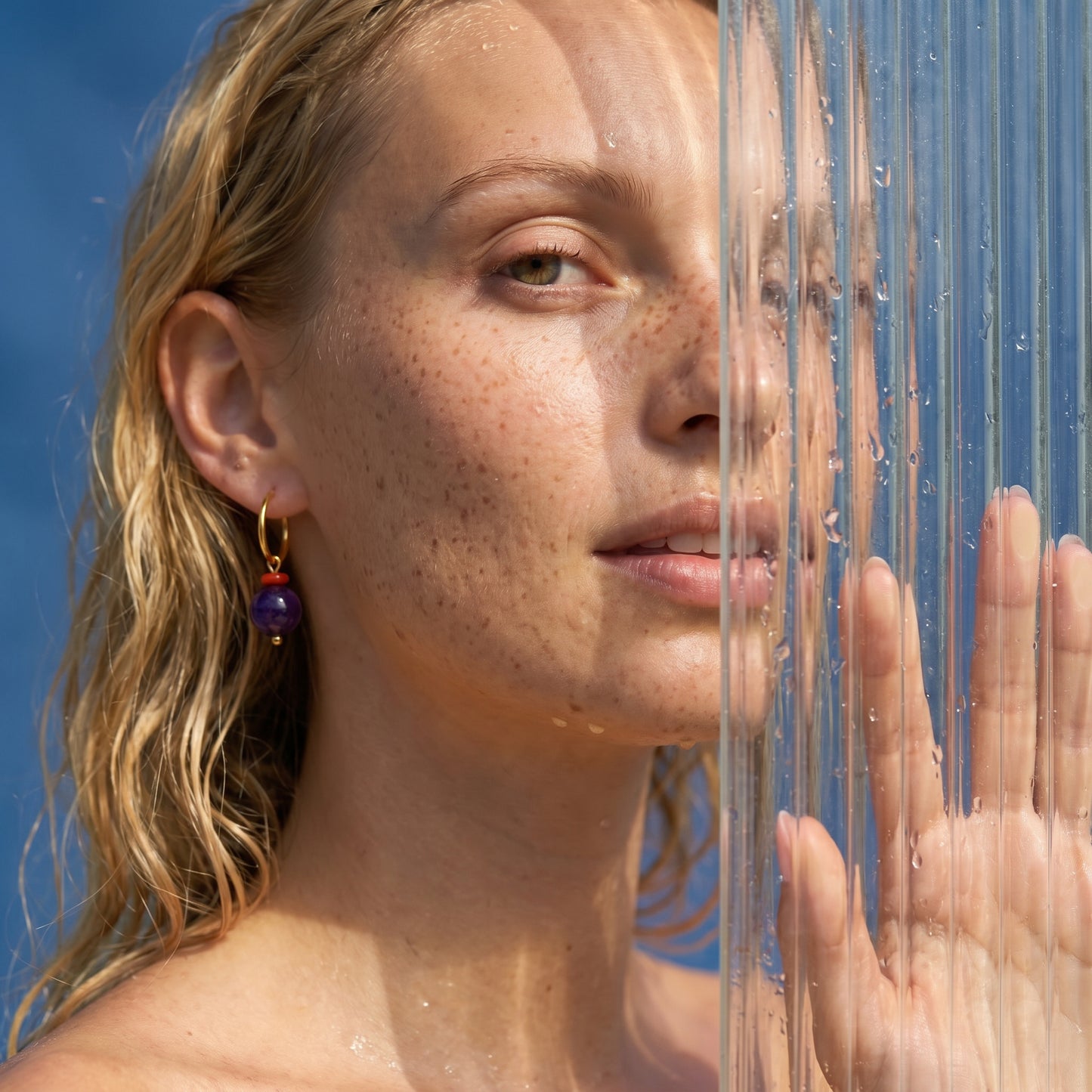 Violet Drop Hoops Earrings