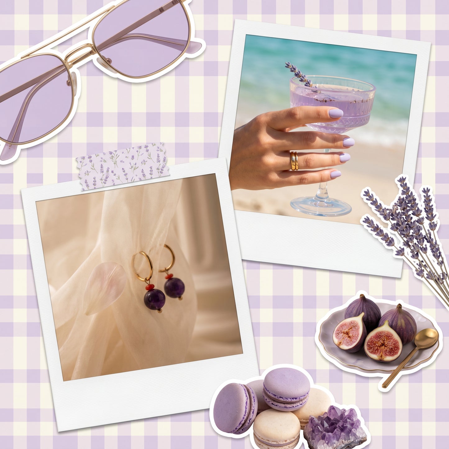 Violet Drop Hoops Earrings
