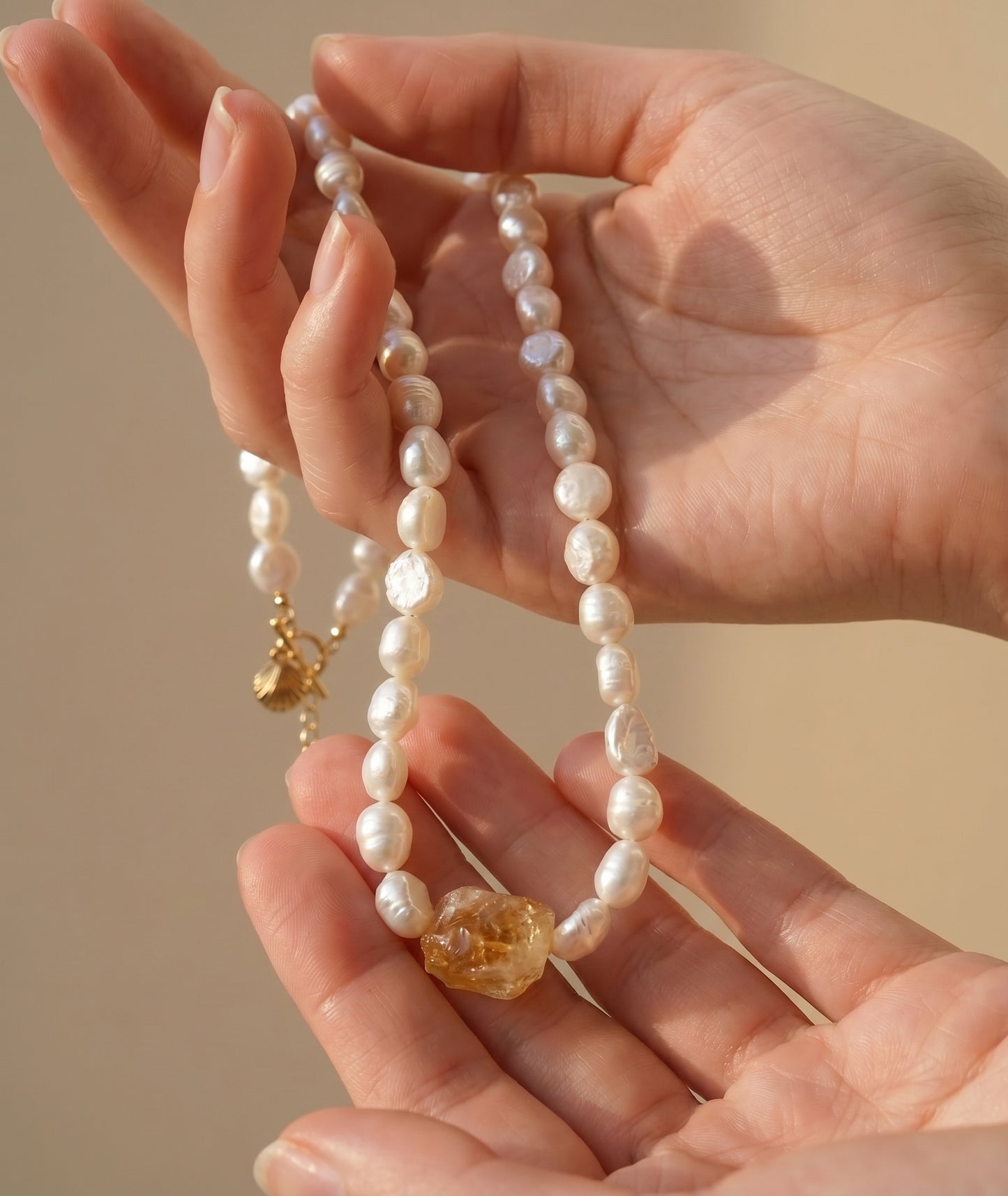 Sunstone Pearl Necklace