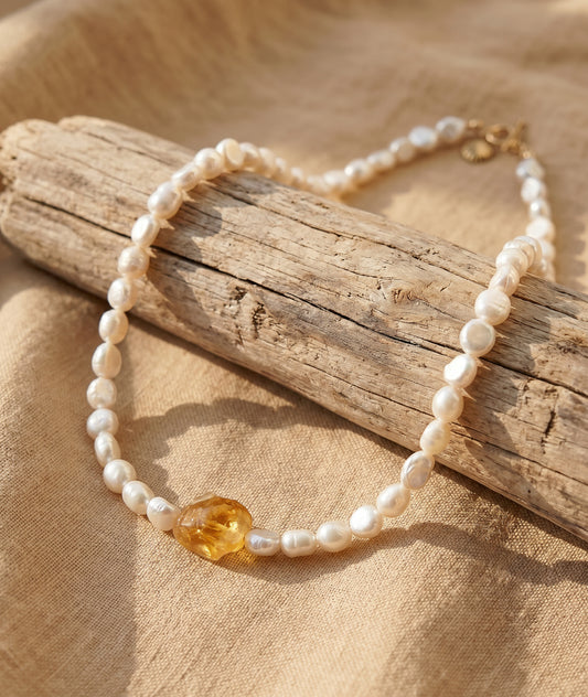 Sunstone Pearl Necklace