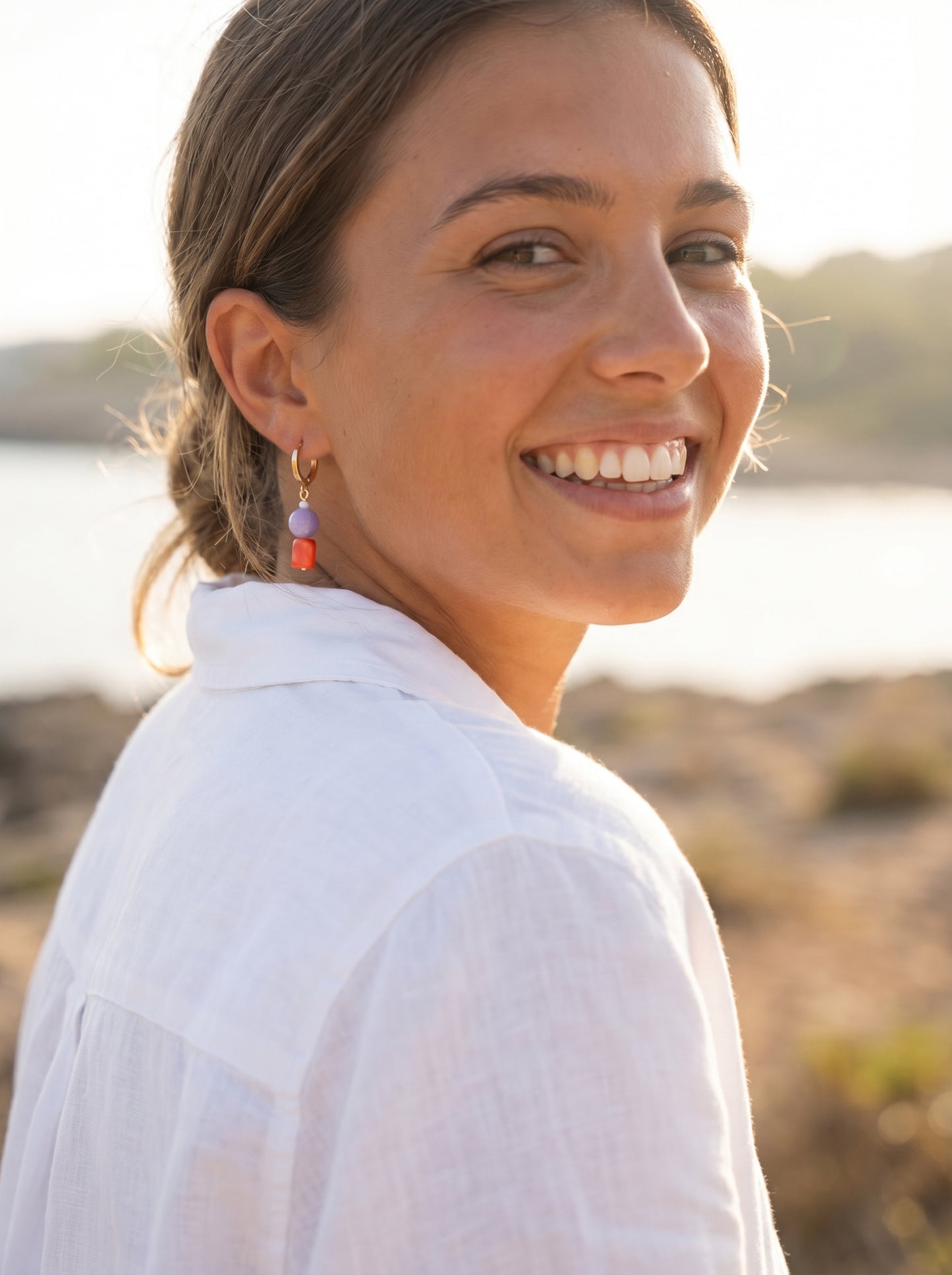 Coral Candy Hoops Earrings
