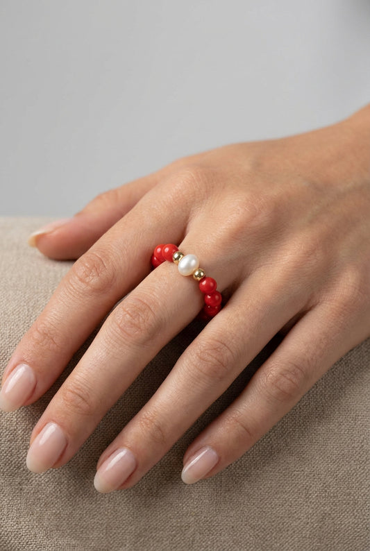 Coral Pearl Ring