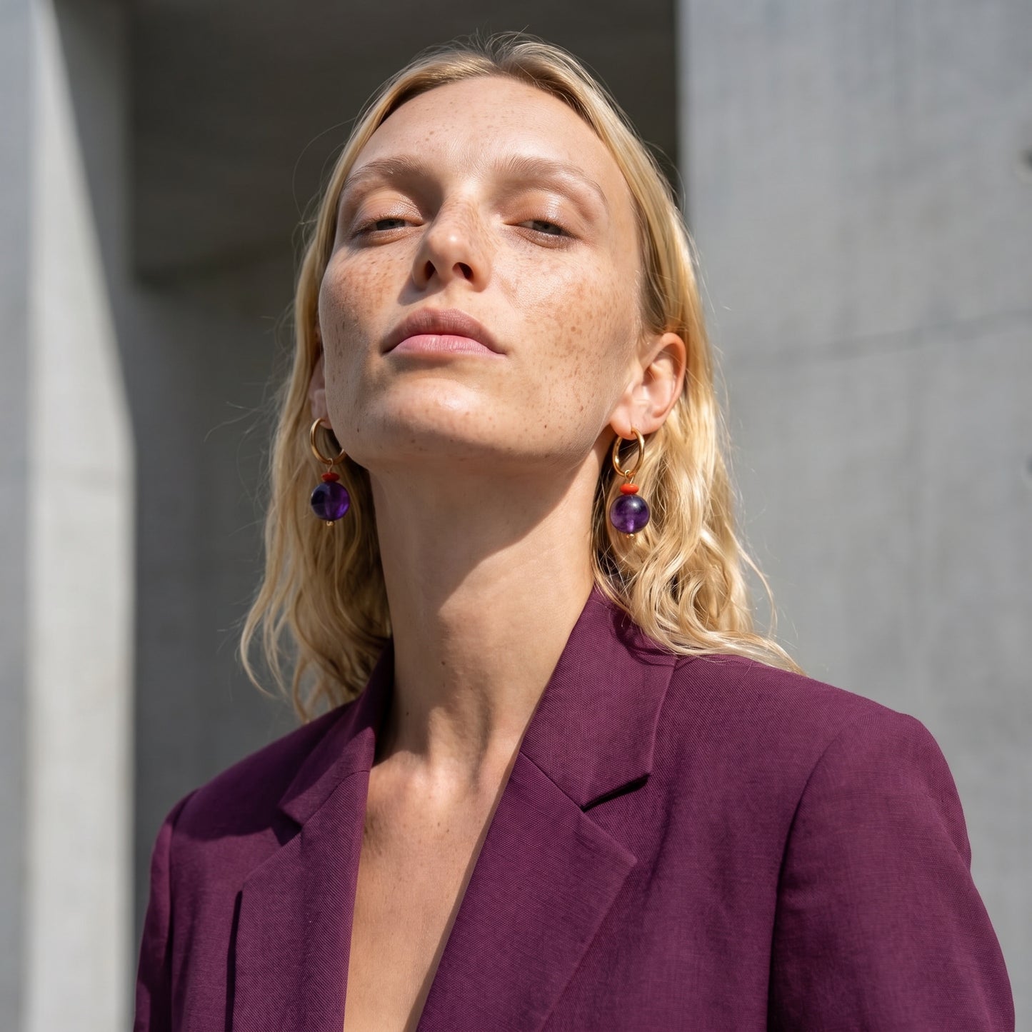 Violet Drop Hoops Earrings