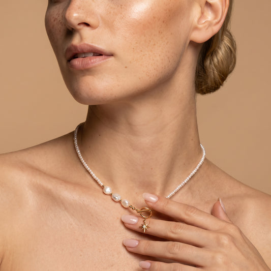 Pearl Glow Star Charm Necklace