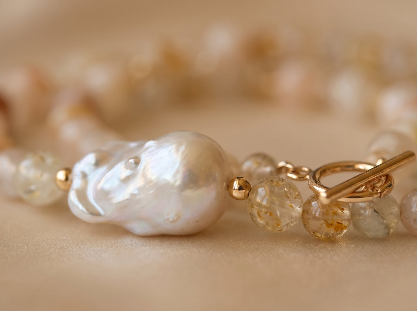 Citrine & Baroque Pearl Necklace