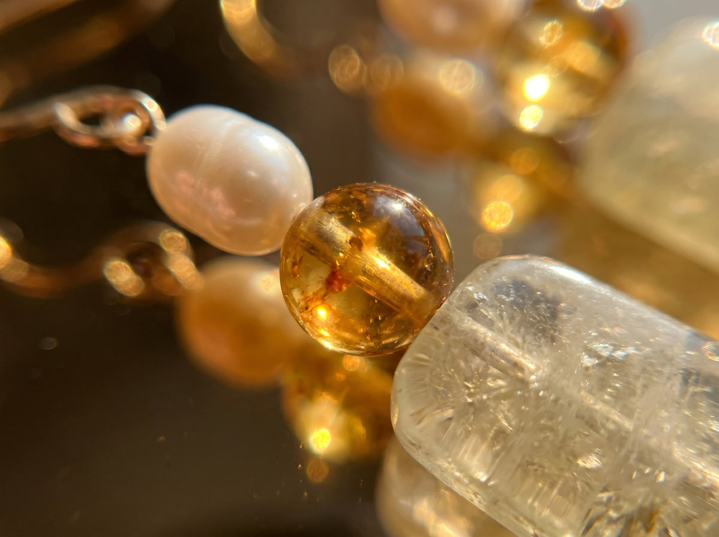 Citrine Pearl Drop Earrings