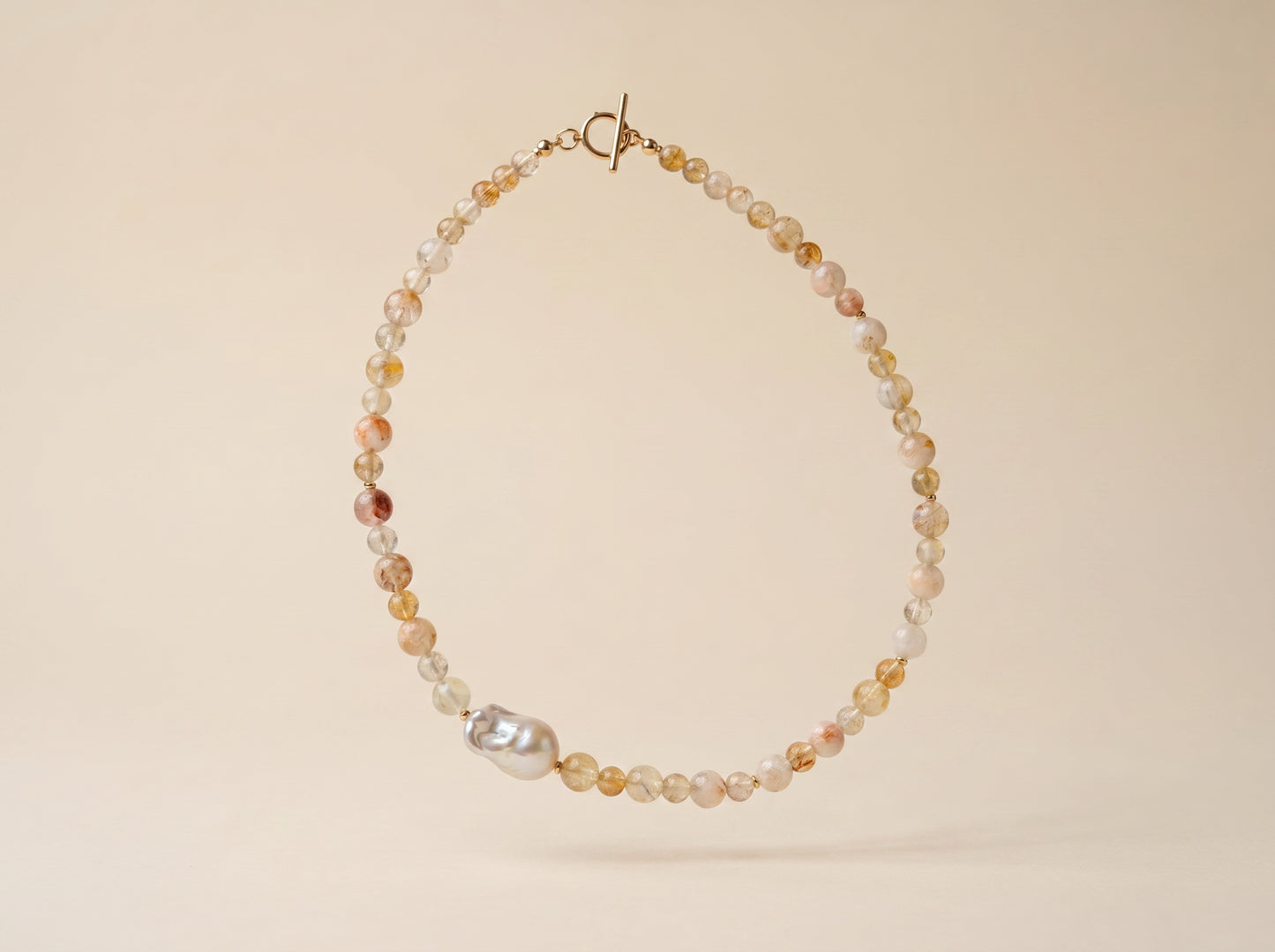 Citrine & Baroque Pearl Necklace