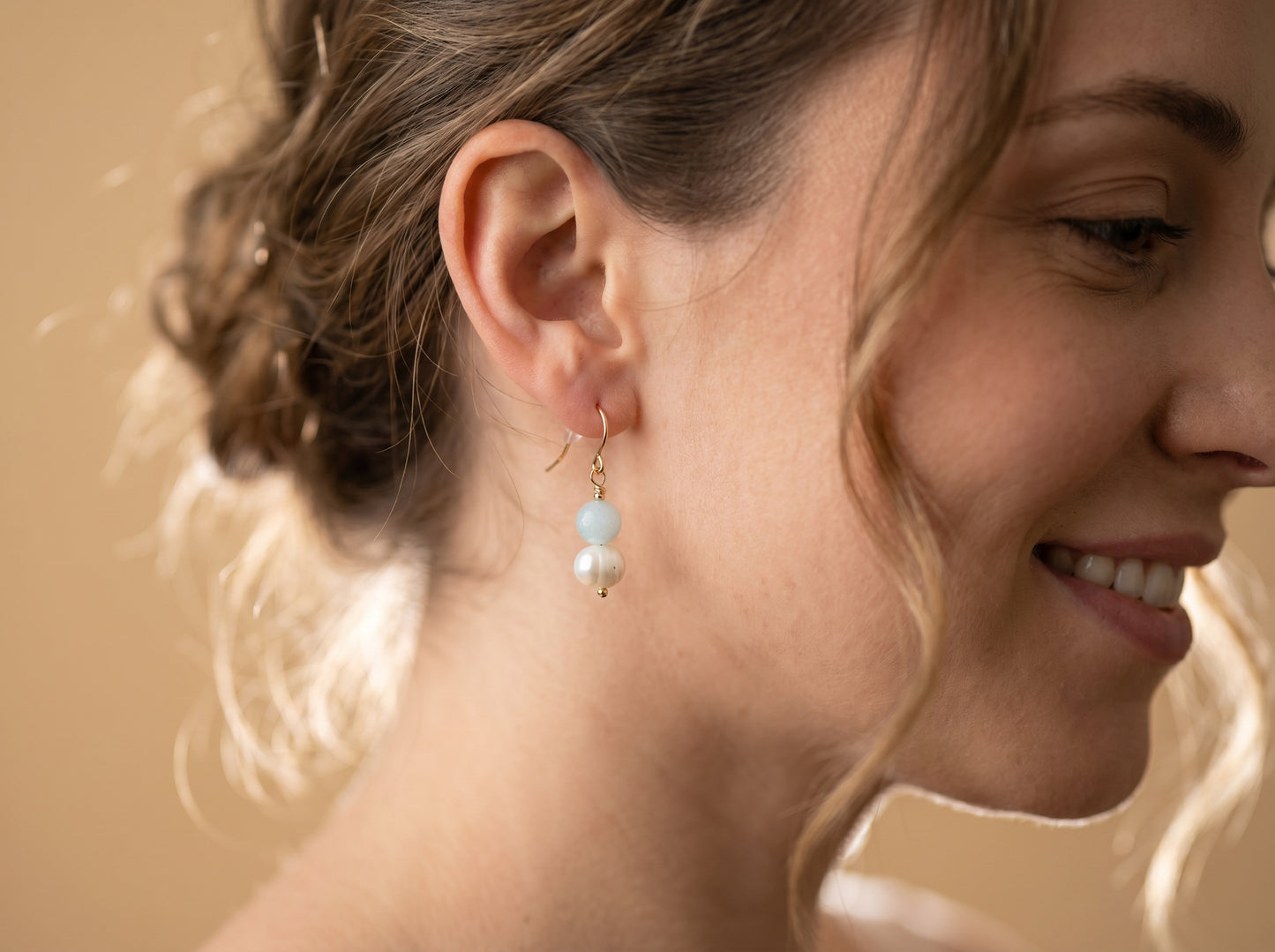 Aquamarine Pearl Drop Earrings
