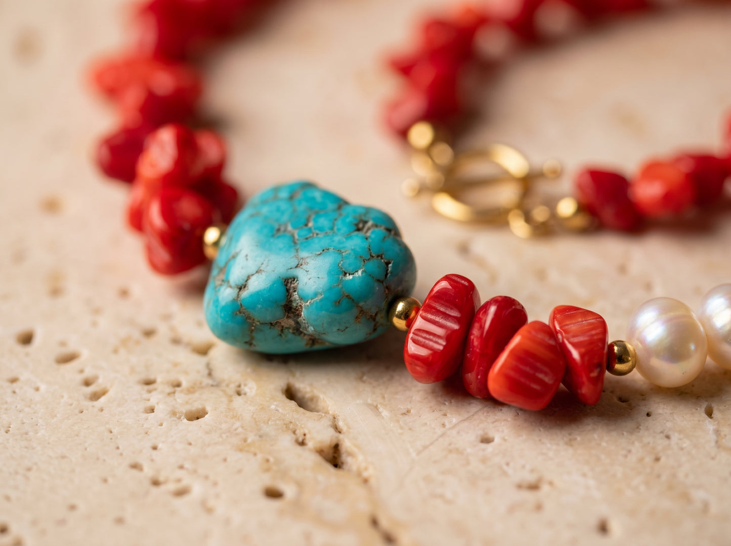 Coral Turquoise Center Necklace