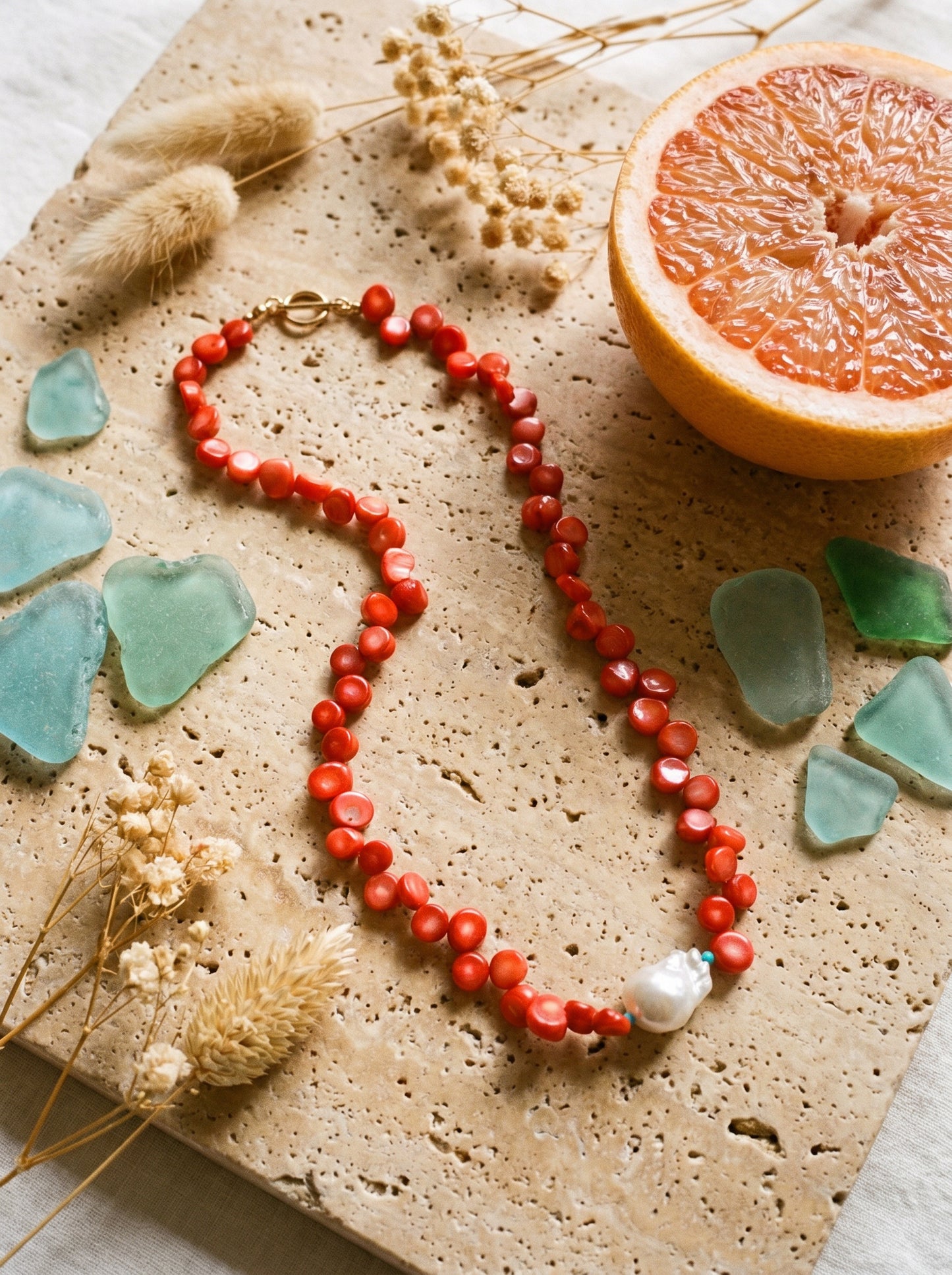 Coral Pearl Necklace
