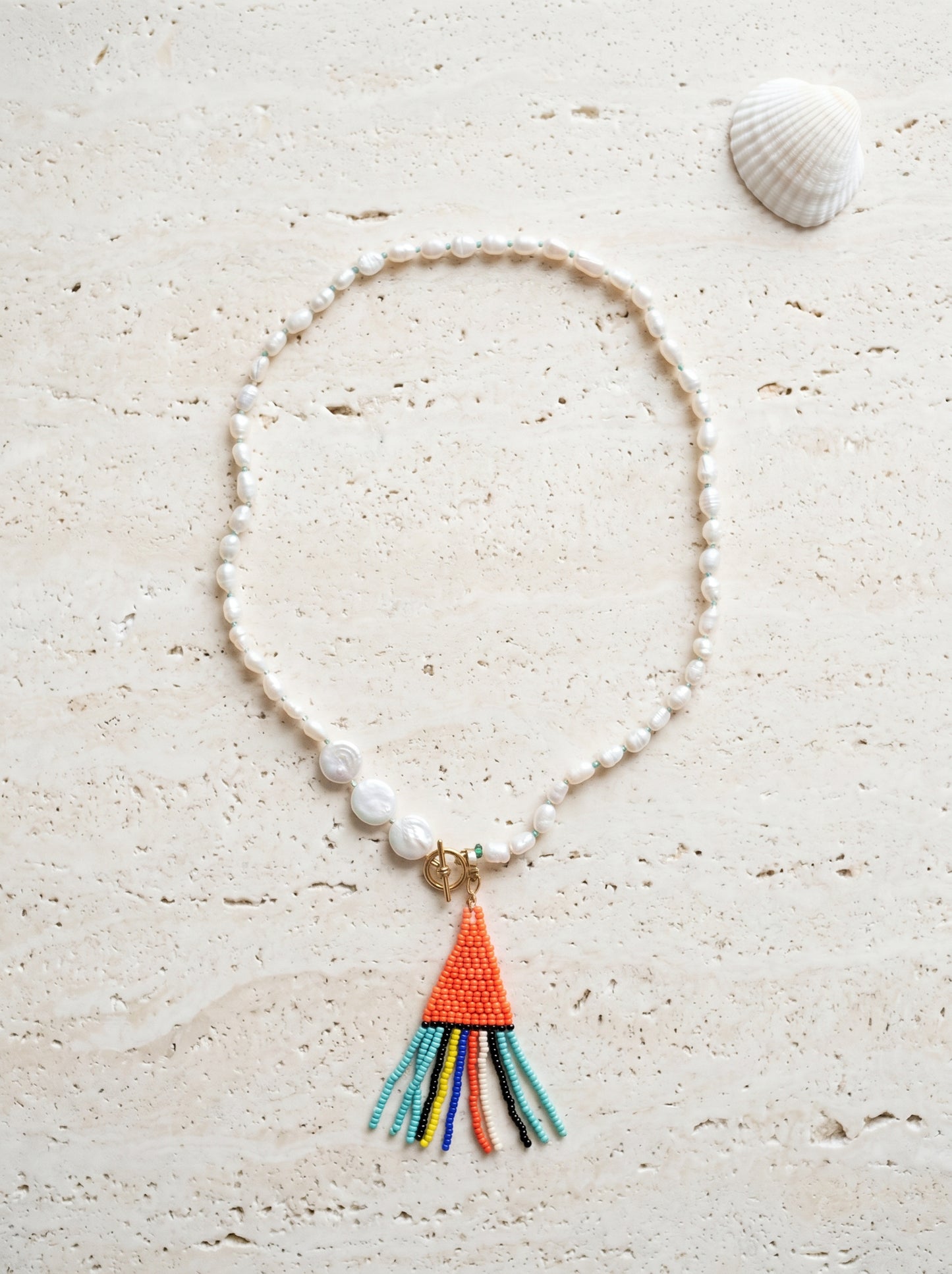Pearl Tassel Charm Necklace
