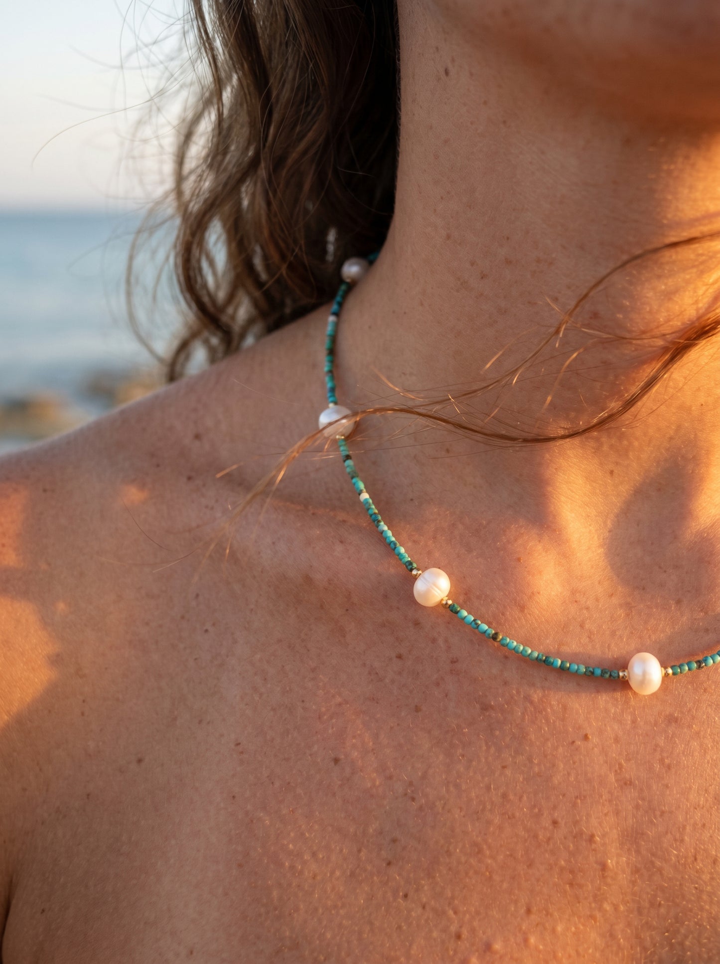 Turquoise Pearl Choker Necklace