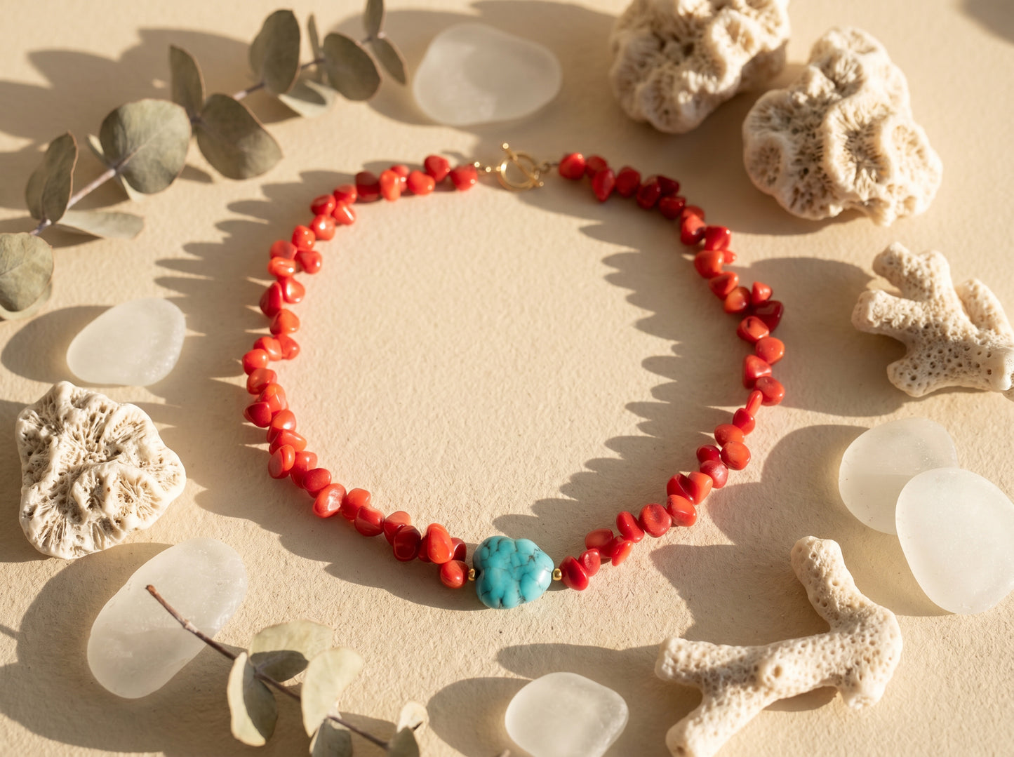 Coral Turquoise Center Necklace