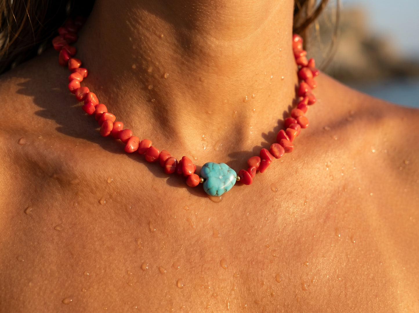 Coral Turquoise Center Necklace