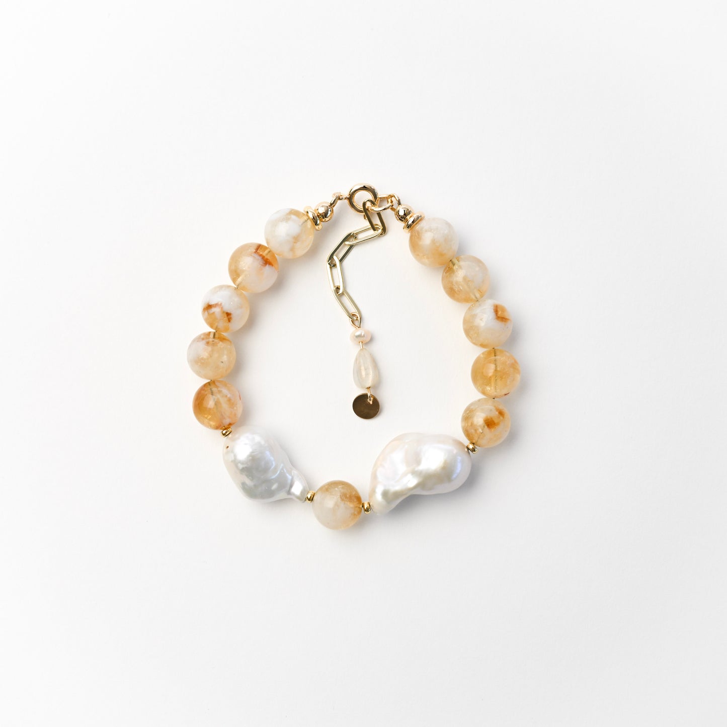 Citrine & Baroque Pearl Bracelet
