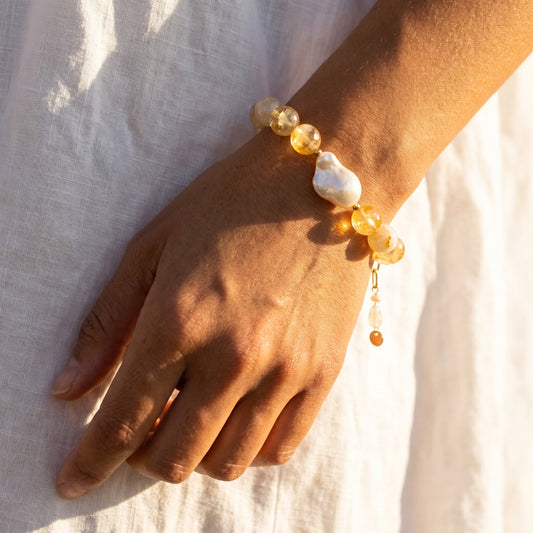 Citrine & Baroque Pearl Bracelet