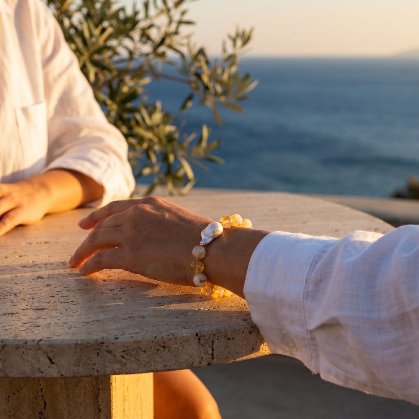 Citrine & Baroque Pearl Bracelet
