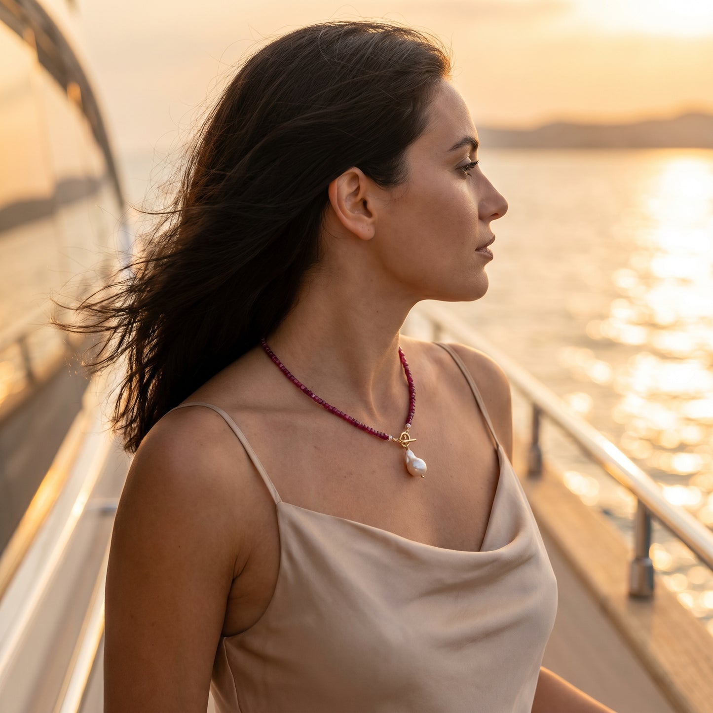 Ruby & Baroque Pearl Necklace