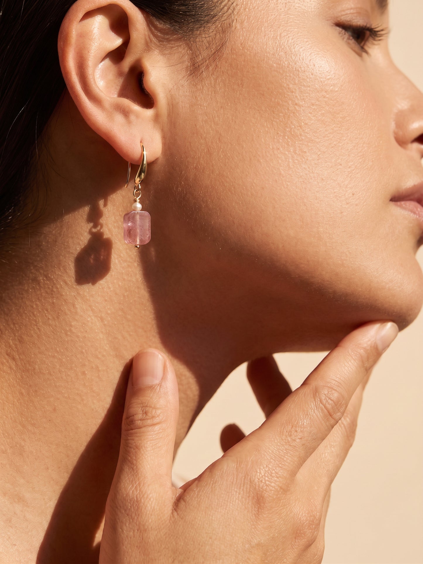Strawberry Quartz & Freshwater Pearl Earrings