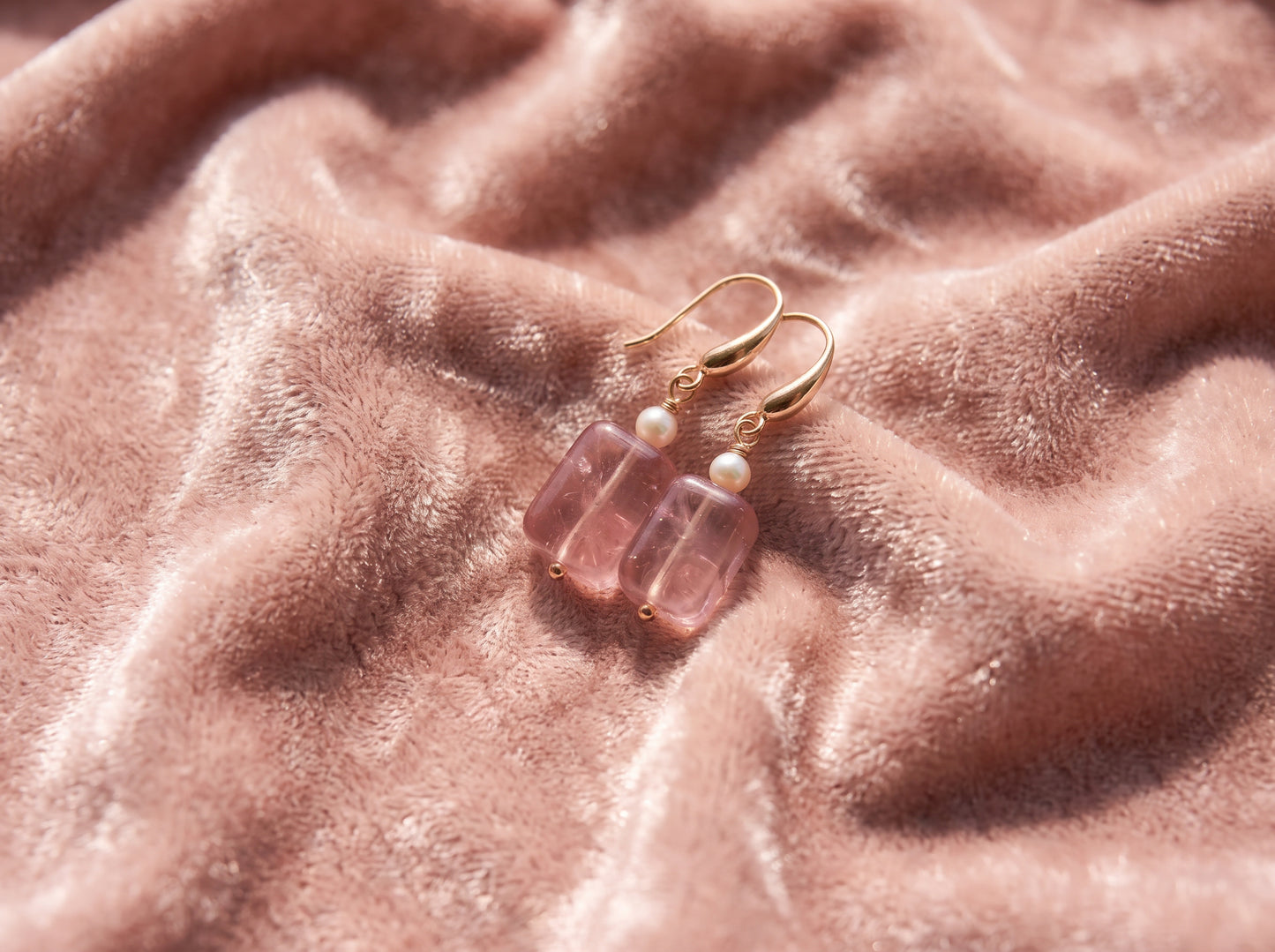 Strawberry Quartz & Freshwater Pearl Earrings