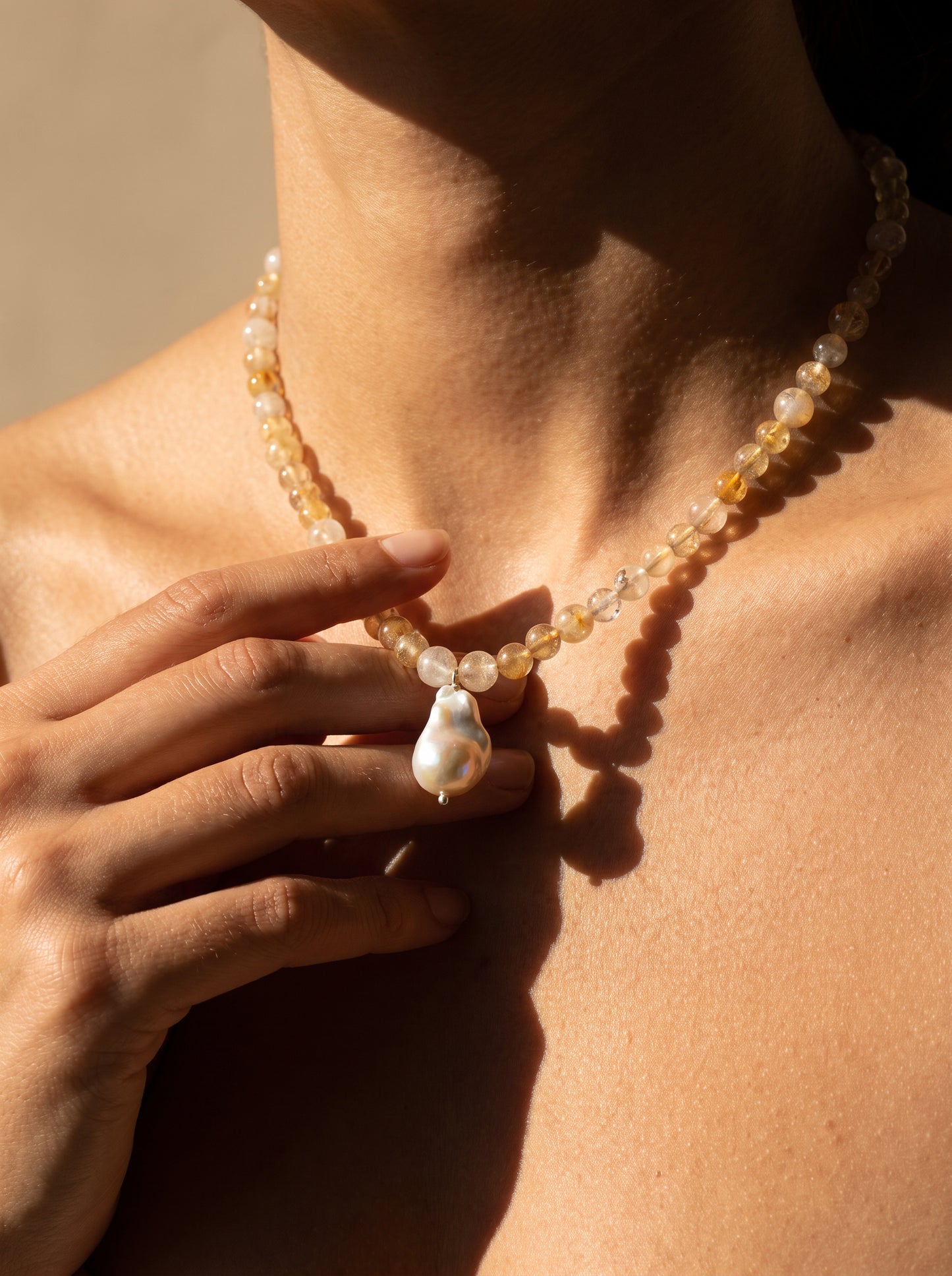 Citrine Pearl Necklace
