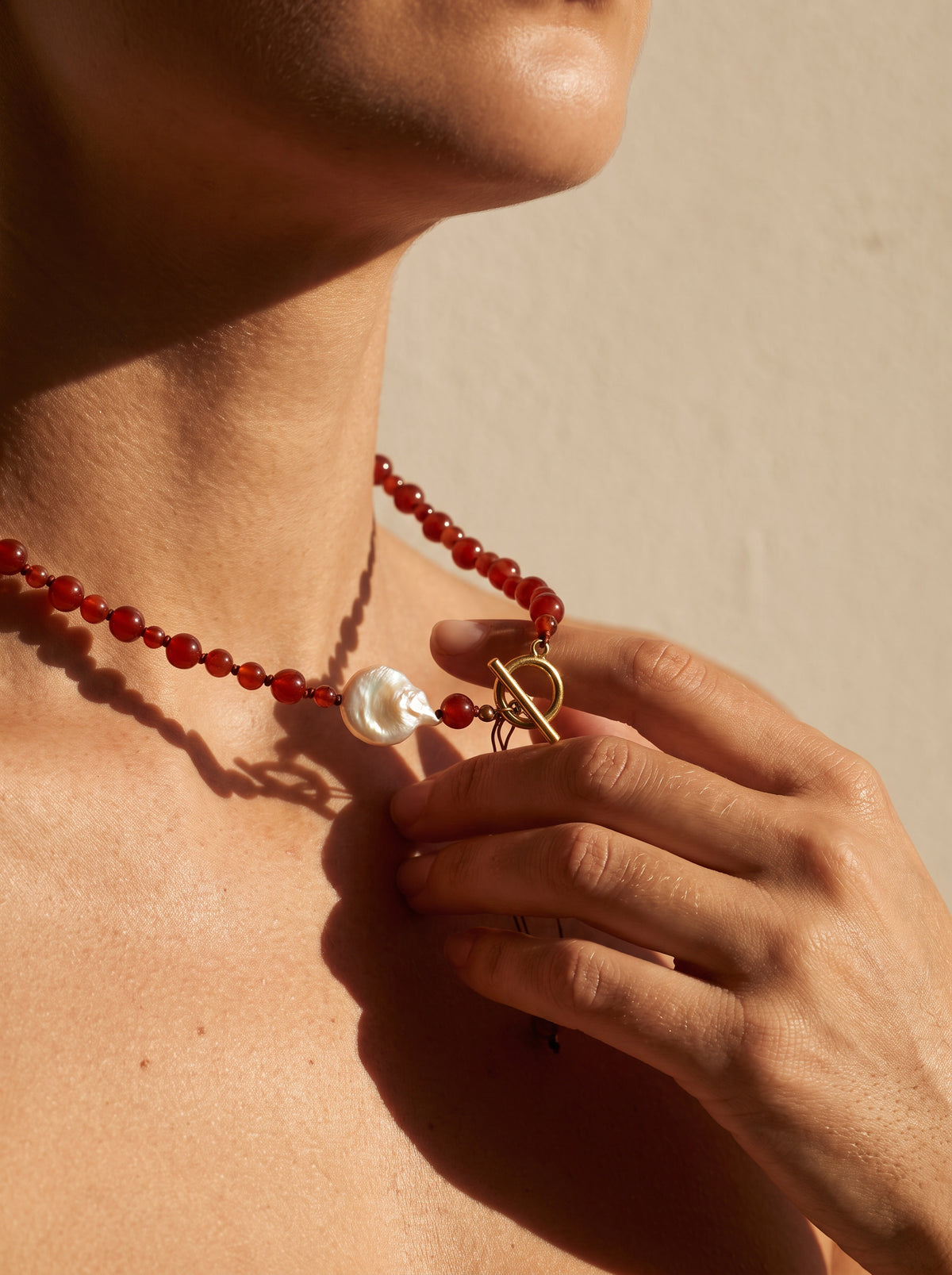 Carnelian & Freshwater Pearl Necklace