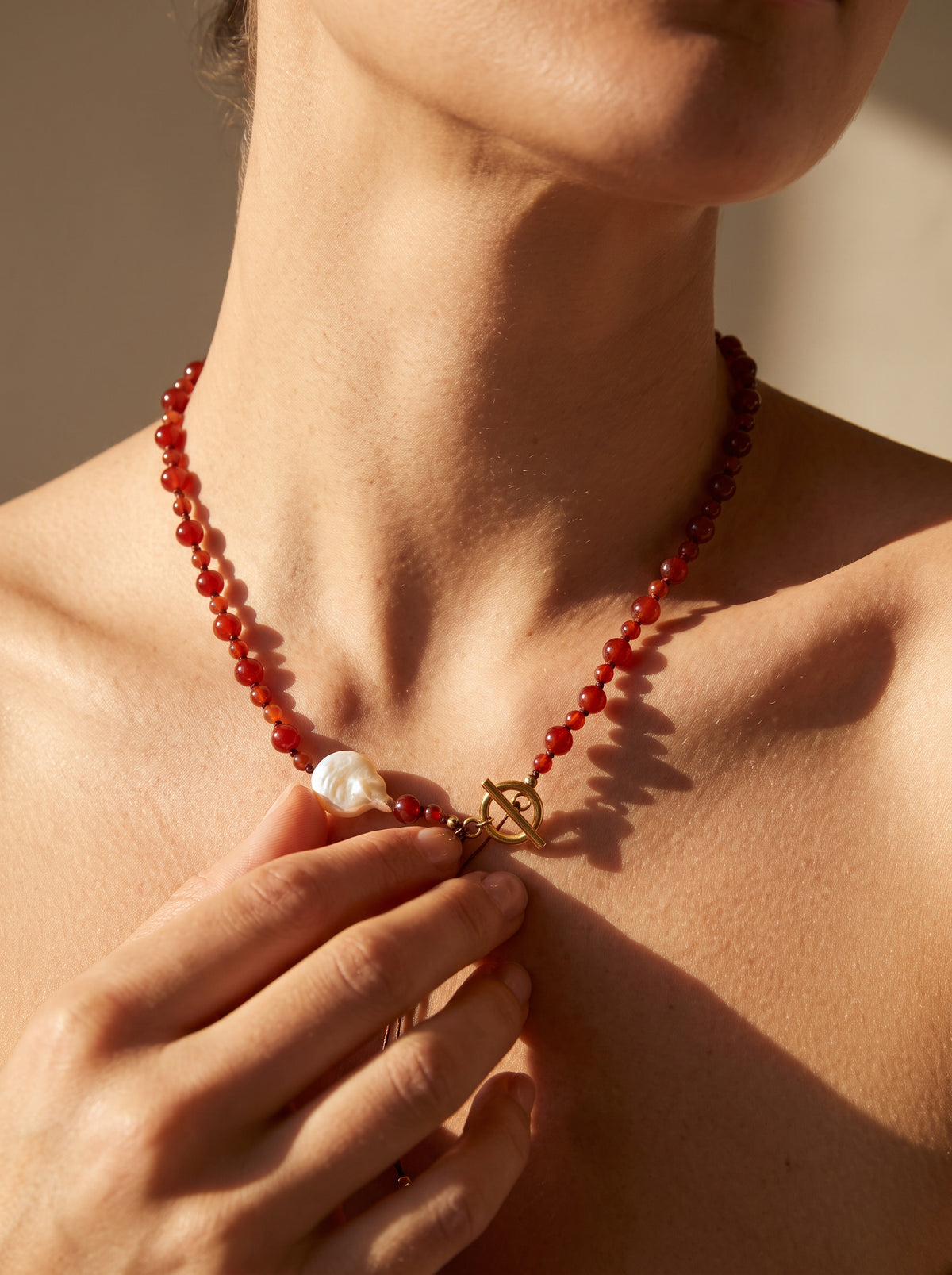 Carnelian & Freshwater Pearl Necklace