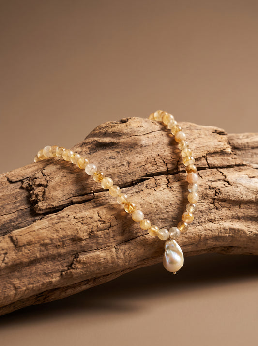 Citrine Pearl Necklace